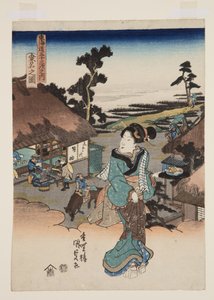 桑名 (Kuwana no zu)（彩色木版画） 作者 歌川国贞