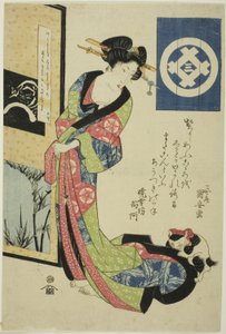 代表冬天的美人，选自代表四季的无题美人系列 作者 歌川国安