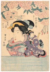 五联画五个女孩与戏剧木偶 作者 歌川国安