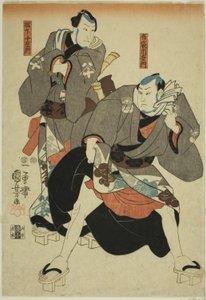 饰演 Hotei Ichiemon 和 Gokuin Chiemon 的演员 作者 歌川国义