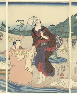 武藏省的长府多摩川 作者 歌川国义