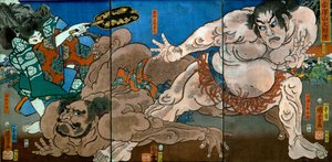 赤泽山大相扑比赛(Akazawayama ōzumō) 作者 歌川国义