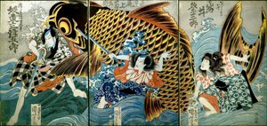 岩井久米三郎二世 饰演 Katsushika no Ojū 作者 歌川国义