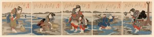 裾崎的落潮 - 五件套（Shiohi goban no uchi） 作者 歌川国义