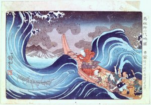 Nichiren镇定风暴，19世纪 作者 歌川国义