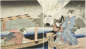 游船夜景 作者 歌川国义