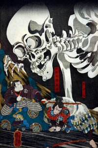 泷泽萝拉公主在双马旧宫召唤月光骷髅幽灵，约1845-46年 作者 歌川国义