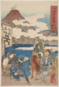 信浓：荞麦面，约 1833 年（木刻版画，纸上墨水和色彩） 作者 歌川国义