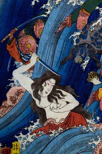 玉取姬从龙宫偷走圣珠 (Ryūgū Tamatori-hime no zu) 作者 歌川国义