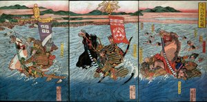 Tee Batt et Ujiri er (Ujigawa Kassen no Zu), c. 1831-32 作者 歌川国义