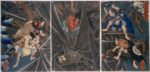 地球蜘蛛被英雄Raiko的保留者杀死（944-1021），（&39;Minamoto no Yorimitsu，944-1021&39;），c.1838，（彩色木版画） 作者 歌川国义