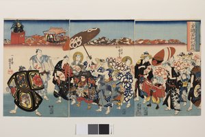 大胆国吉的泡桐花纹，约 1850 年（彩色木刻版画 "nishiki-e"；纸上水墨和色彩） 作者 歌川国义