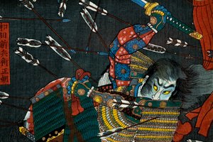四条绳手之战，约 1857 年 作者 歌川国义
