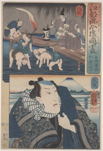江户两景（彩色木刻） 作者 歌川国义