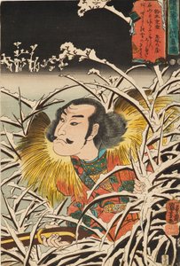 木版画--石山的残雪 石山宝月，19世纪 作者 歌川国义