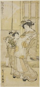 歌妓和随从 作者 歌川丰治