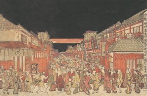 Sakaicho Fukiyacho Kaomise Yoshibai no Zu, 约。1780. 作者 歌川丰治
