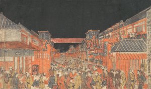 Sakaicho Fukiyacho Kaomise Yoshibai no Zu, 约。1780. 作者 歌川丰治