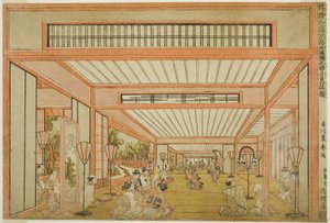 日本接待室的景观-现代风格的鼠日娱乐，约1771年1月76日 作者 歌川丰治