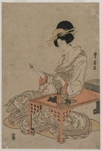 坐在写字台前的歌妓，约1790年代末。 作者 歌川丰洋