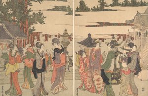 Horinouchi Myo-ho-ji Eho Mairi no Zu, 约1804年。