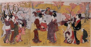 第三个月》，三联画，出自《两位艺术家的十二个月》系列，1801年 作者 歌川丰洋