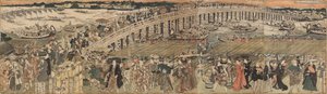 江户凉谷桥纳凉，五联画（江户凉谷泉之祖，gomai tsuzuki） 作者 歌川丰国