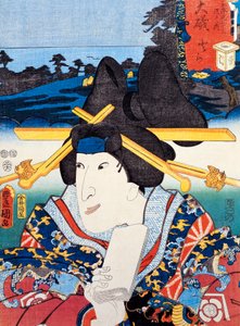 歌舞伎演员的肖像，宇田川丰国（1769-1825）的浮世绘艺术版画，木刻，日本文明，江户时代