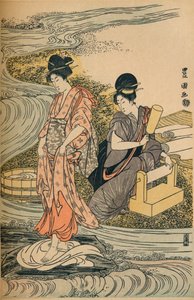 洗涤亚麻布，c1800 作者 歌川丰国