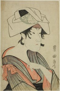 中山富三郎头戴毛巾的女性装扮 作者 歌川丰国一世