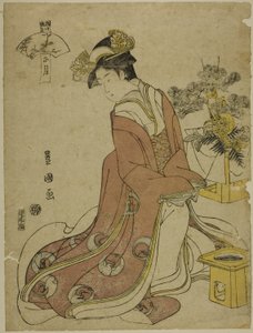 第一个月（Sho gatsu），选自 "时尚十二个月（Furyu junikagetsu）"系列 作者 歌川丰国一世