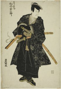 演员松本小四郎五世在 1810 年 3 月于市村剧院上演的话剧《三门五山之桐》中饰演石川五右卫门。 作者 歌川丰国一世