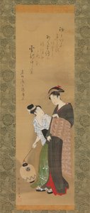 女人和随从，约1795年。 作者 歌川丰国一世