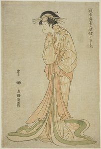 Yamatoya：岩井半四郎饰演 Okaru，选自 "舞台上的演员肖像（Yakusha butai no sugata-e）"系列 作者 歌川丰国一世