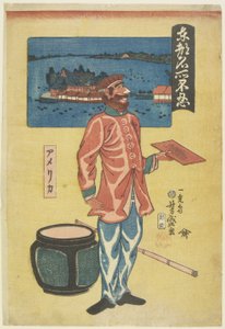 美国人在Shinobazu，1861年（彩色木版画） 作者 歌川义森