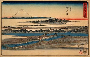 八景桥图片，出自《江户新选名胜》系列 作者 歌川义森