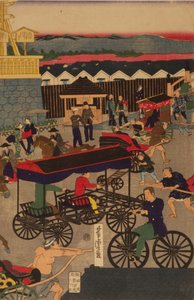 东京繁荣的日本桥区东京日本桥半荣之三联画 作者 歌川佳tora
