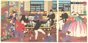 1861年1月，享受聚会的外国人。 作者 歌川佳tora