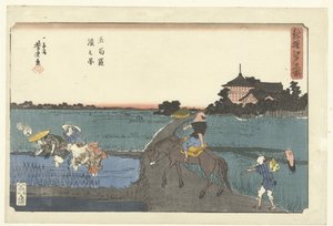 五百罗汉寺的景色
五百罗汉之所（物上标题）
江户名胜新选（系列名称）
新选江户名胜（文物上的系列名称） 作者 歌川佳tora