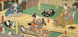 来自源氏物语（源氏物语）的场景由Murasaki Shibuku（生于978）c。 1860年（彩色木版画）