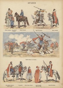 Spahis, colonial soldiers of the French army (colour litho)