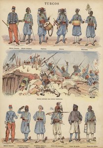 Turcos，法国军队的殖民士兵（彩色石版画）