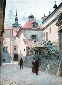 布拉格Jirska Ulice，《布拉格老城》的插图，约1900年（平版）。