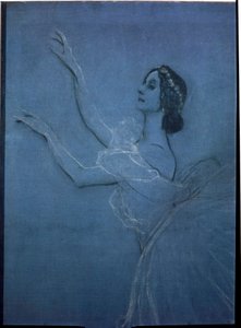 芭蕾舞女演员安娜-帕夫洛娃（1882-1931 年）在弗雷德里克-肖邦（1810-1849 年）的芭蕾舞剧《雌鸽》中（细节）。瓦伦丁-亚历山德罗维奇-谢罗夫（1865-1911 年）作品，布面钢笔画和粉笔画 作者 瓦伦丁·亚历山德罗维奇·塞罗夫