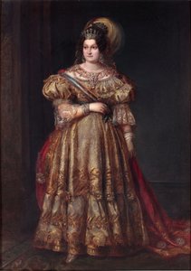 Marie Christine Ferdinande de Bourbon，两个西西里的皇家公主 - Marie-Christine de Bourbon-Siciles (1806-1878) - Carderera y Solano, Valentin (1796-1880) 的两个西西里的 Maria Christina (1806-1878) 的肖像. 布面油画，尺寸：104x 作者 瓦伦丁·卡德莱拉·索拉诺