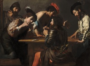 士兵玩纸牌和骰子的骗局，约1618-1620年。