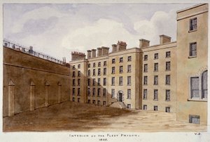 舰队监狱的内院，伦敦市，1805年 作者 情人节戴维斯