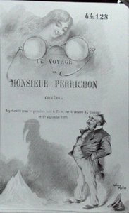 Eugene Labiche (1815-88)的《Perrichon先生的旅行》扉页，约1860-65年出版（纸上水彩）（黑白照片）。 作者 瓦列里·穆勒（Valery Muller）