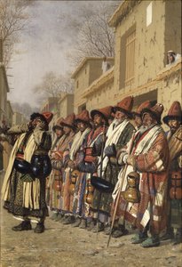 1870年在塔什干举行的合唱团乞讨救济活动 作者 瓦西里·瓦西里耶维奇（Vasili Vasilievich Vereshchagin）