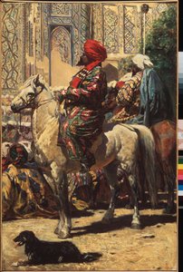 Un cavalier a Samarcande (Ouzbekistan) (《撒马尔罕的骑士》) - Vasili Vailyevich Vereshchagin (Vassili Verechtchaguine) (1842-1904) 的绘画，纸上水彩 作者 瓦西里·瓦西里耶维奇（Vasili Vasilievich Vereshchagin）